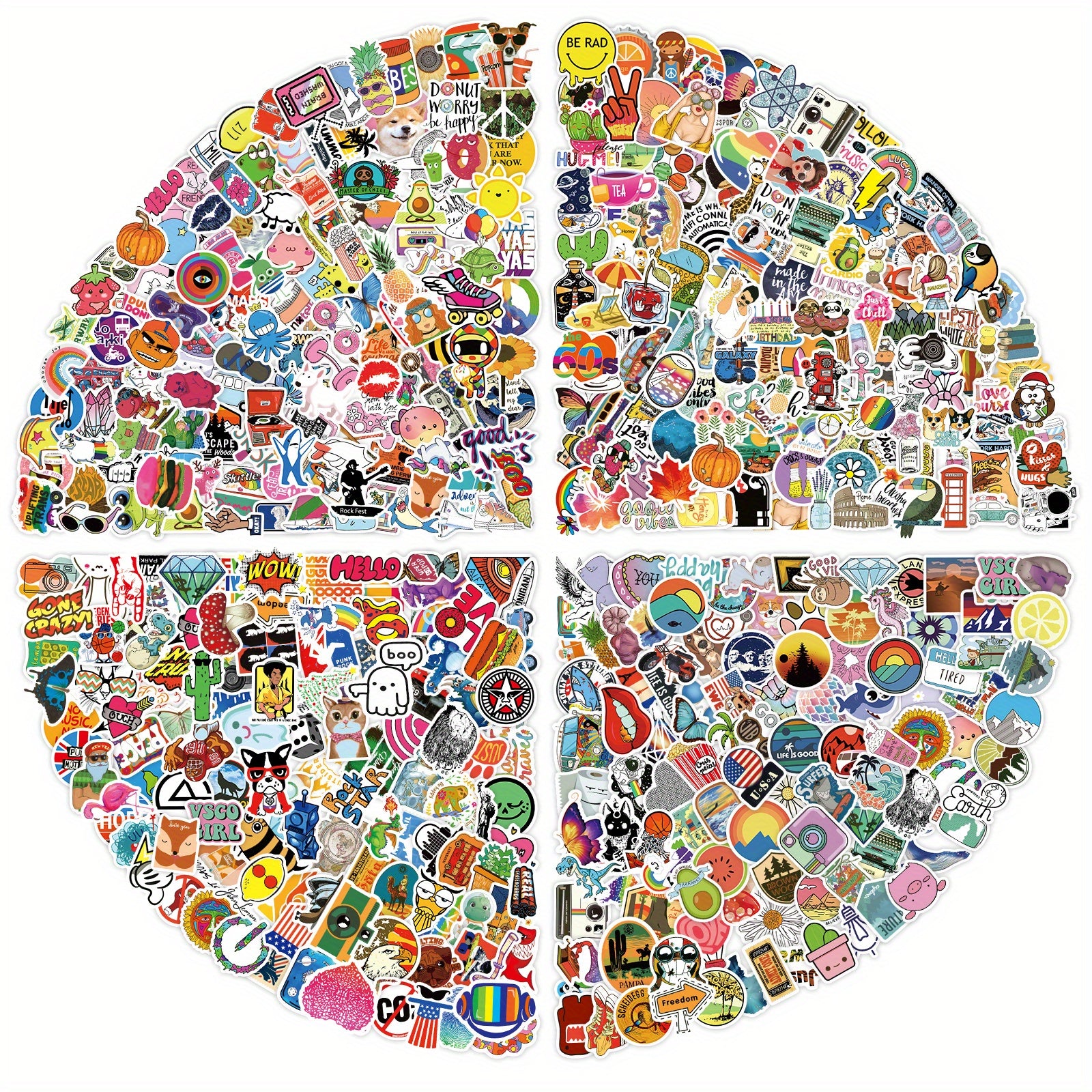 600pcs Mixed Graffiti Stickers Waterproof Journal Stic