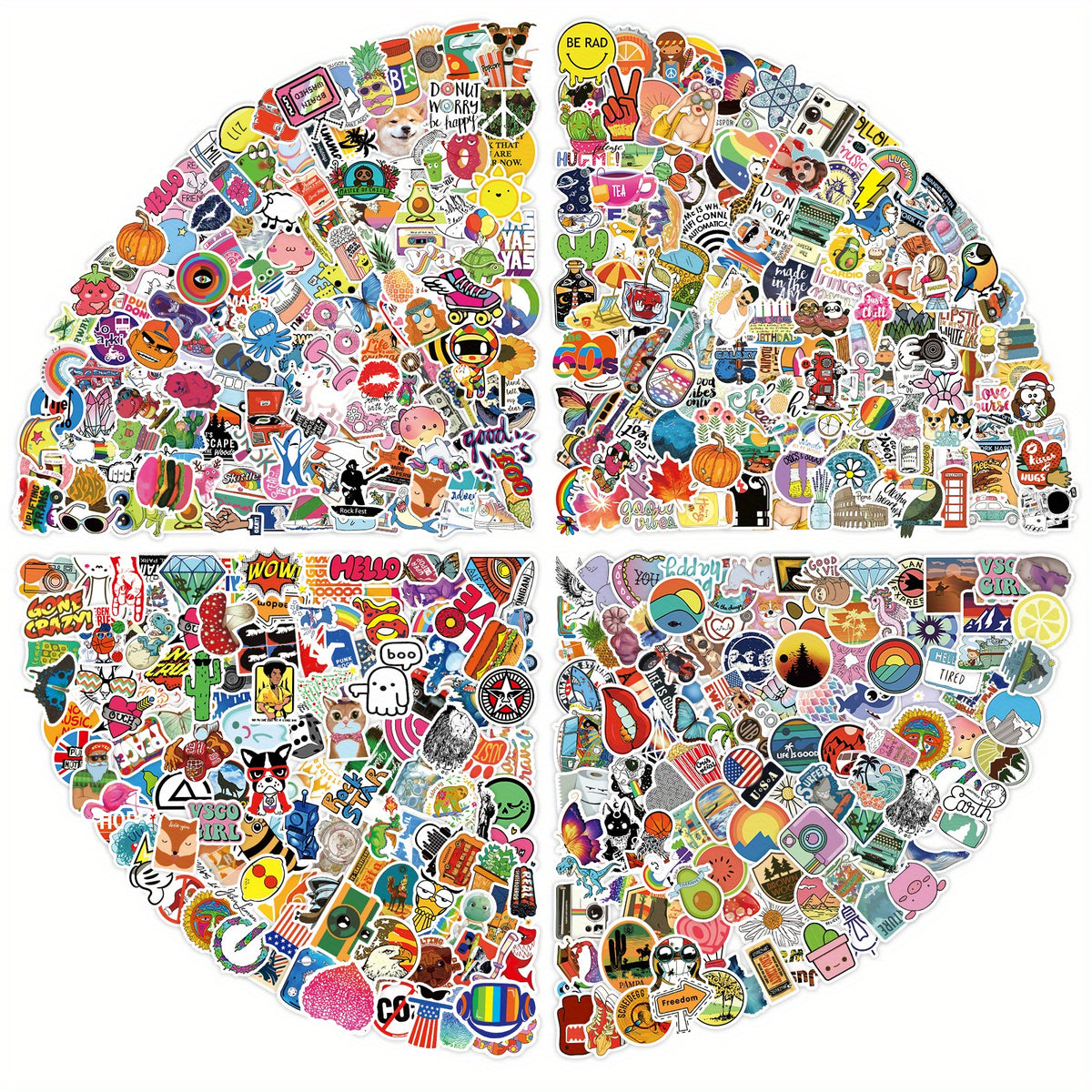 600pcs Mixed Graffiti Stickers Waterproof Journal Stic