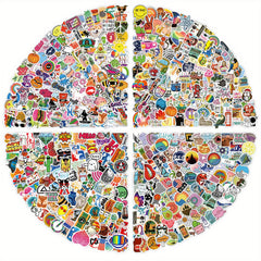 600pcs Mixed Graffiti Stickers Waterproof Journal Stic