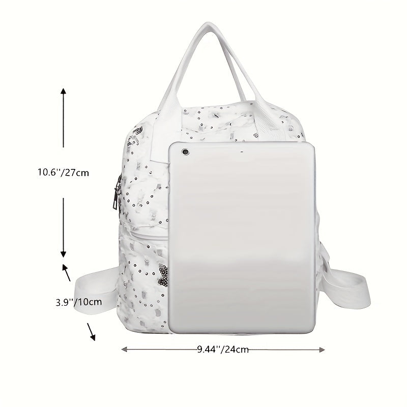 Butterfly Sequins Backpack Women Top Handle Canvas Schoolbag Y2K Daypack