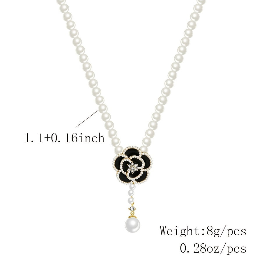 Camellia Pearl Necklace Sweet Flower Charms Jewelry Gift For Women