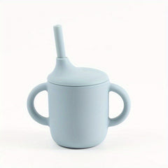 Children's Silicone Learning Cup with Straw and Handle