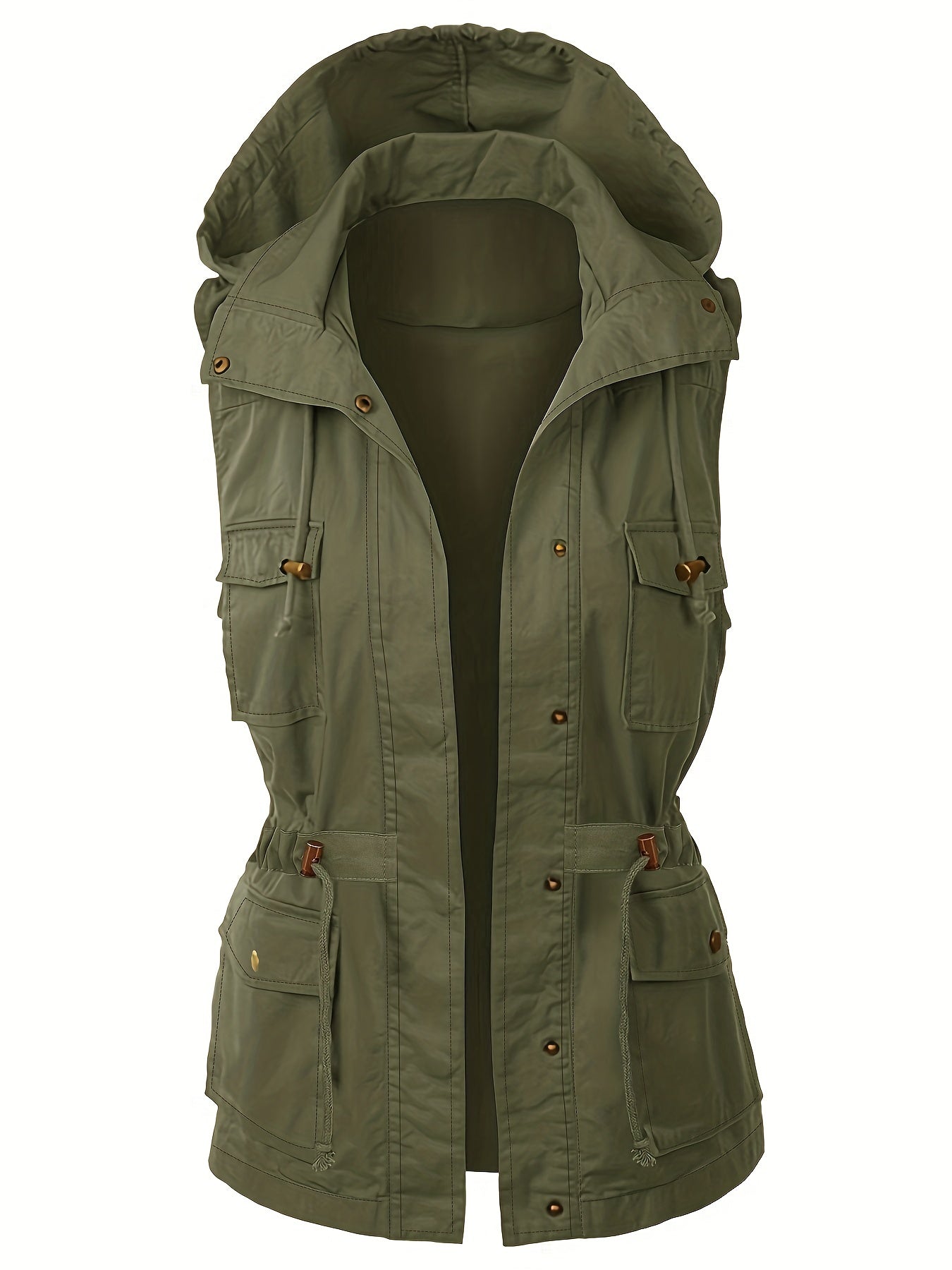 Women's Sleeveless Drawstring Hooded Jacket
