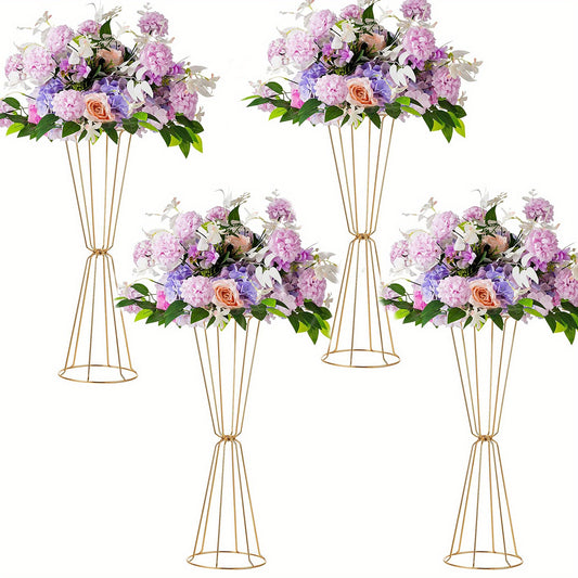 Set of 4 Golden Geometric Centerpieces for Wedding