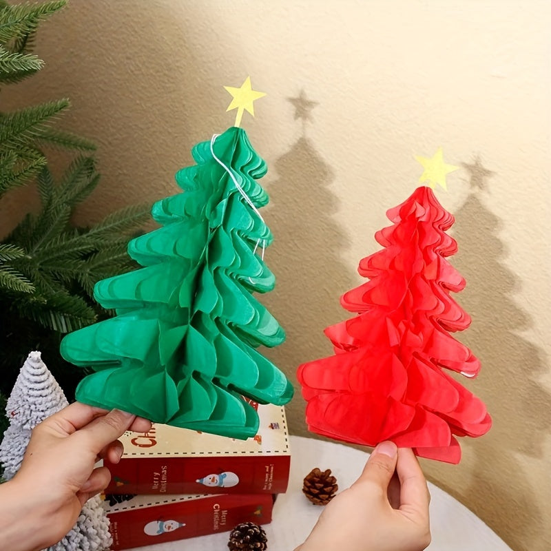 Xmas Tree Decoration Paper Honeycomb Pendant Merry Christmas Hanging Ornaments