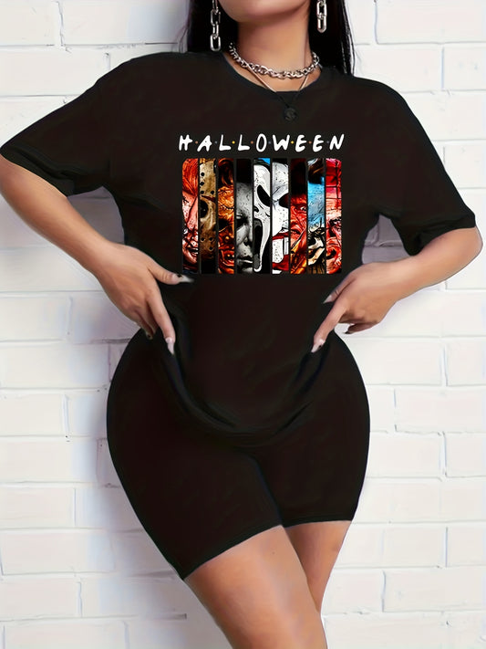  Cartoon Figure Print Top & Shorts Set