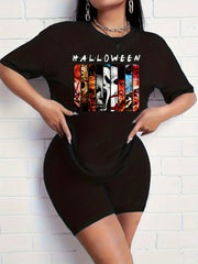  Cartoon Figure Print Top & Shorts Set