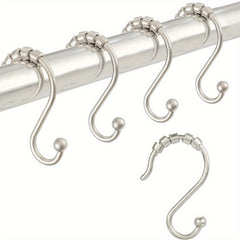 12pcs S-shaped Roller Shower Curtain Hooks Rust-proof Bathroom Accessories