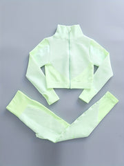 Quick Dry Seamless Workout Set with Zip Up Jacket & Leggings