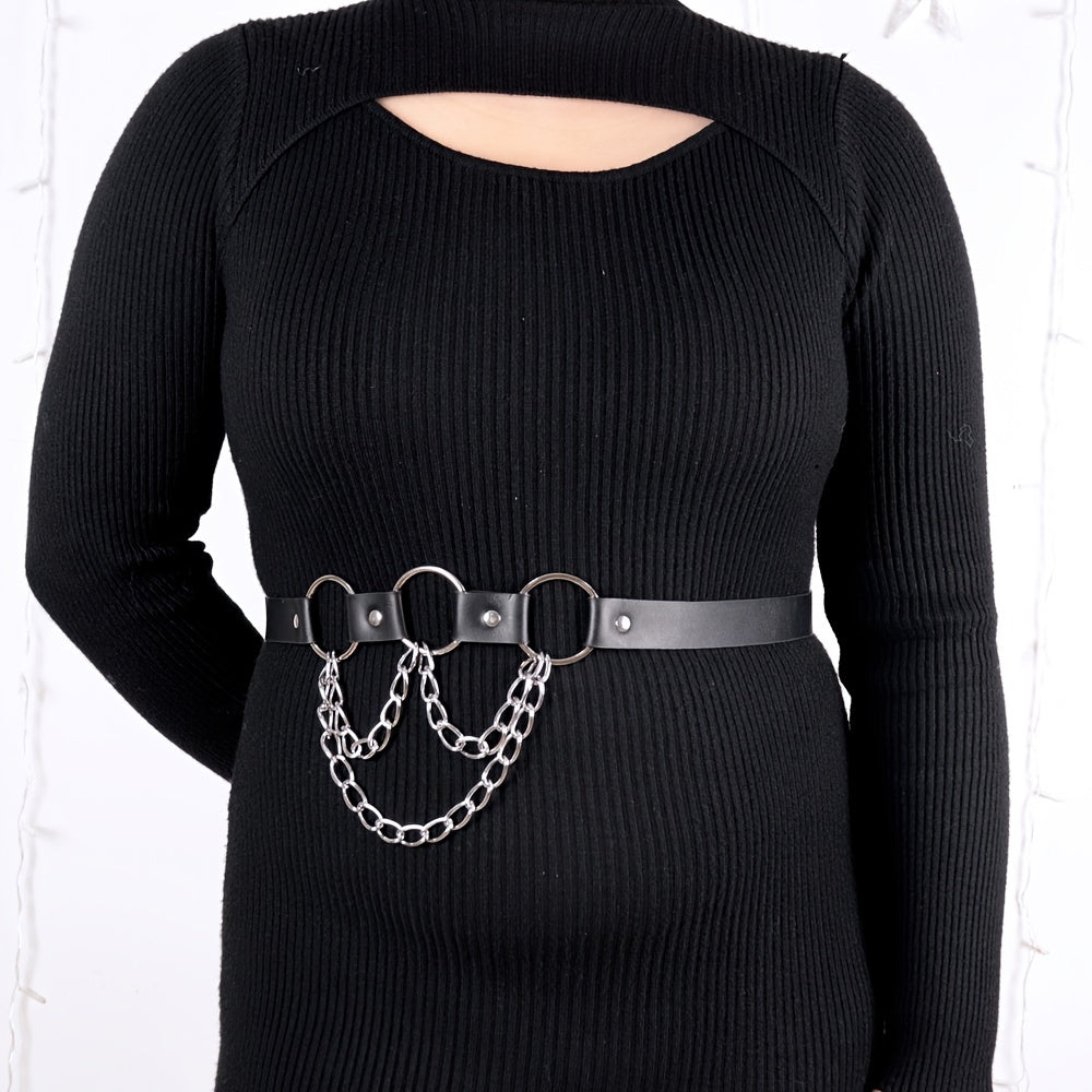 Waist Belt With Chain Pu Leather Harness Belt For Women