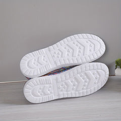 Women's Floral Print Slip On Low Flat Canvas Shoes