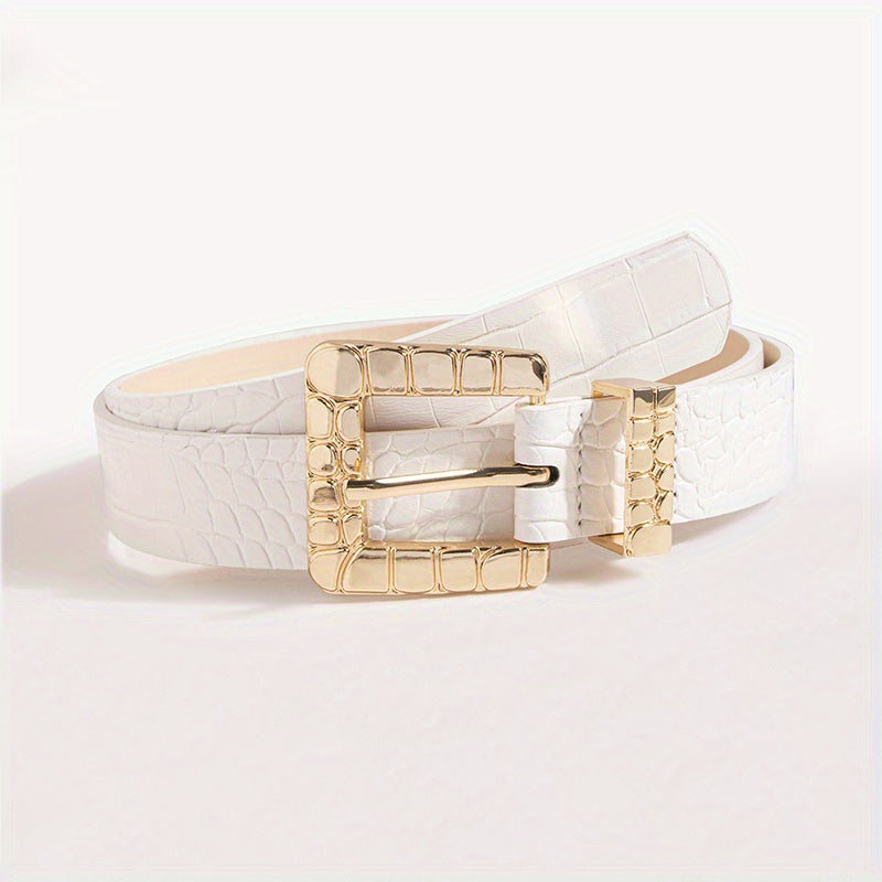 Stone Pattern Belt PU Leather Jeans Pants Dress Girdle Women