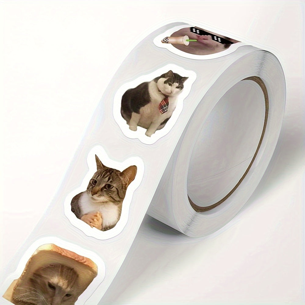500pcs Whimsical Cat Stickers Roll for Party Favors & Gift Sealing