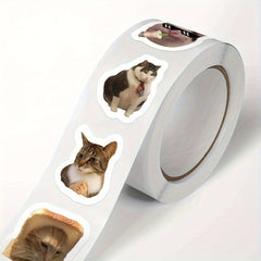 500pcs Whimsical Cat Stickers Roll for Party Favors & Gift Sealing