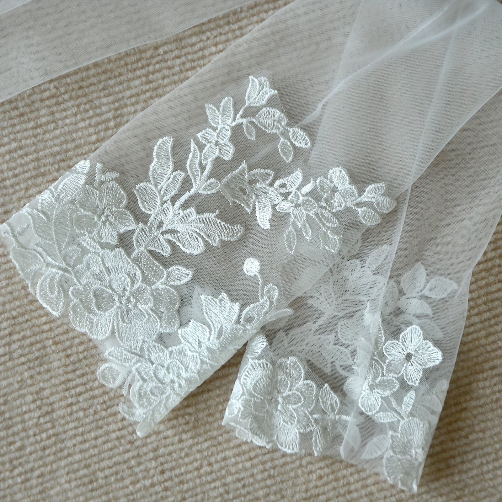 Bride Wedding Arm Sleeve Long Floral Sheer Cuff for Brides Formal Events