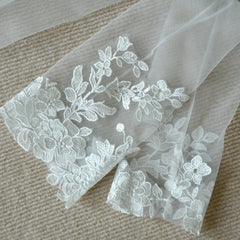 Bride Wedding Arm Sleeve Long Floral Sheer Cuff for Brides Formal Events