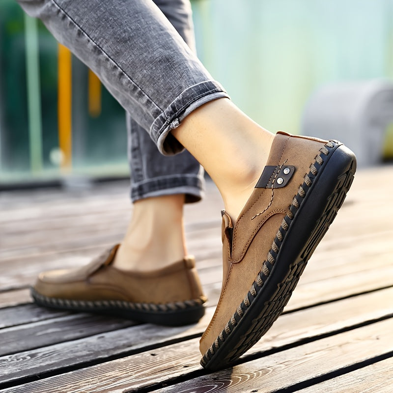 Men's Stitching Loafer Shoes Lightweight Slip On Flat Shoes