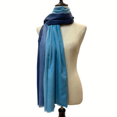 Gradient Cashmere Scarf Vintage Raw Edge Shawl