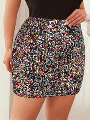  Sequin Zip Up High Rise Slim Fit Nightclub Mini Skirt