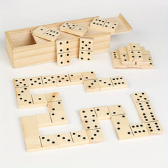 Wooden Domino Set 28pcs Number Matching Game Tower Building Game