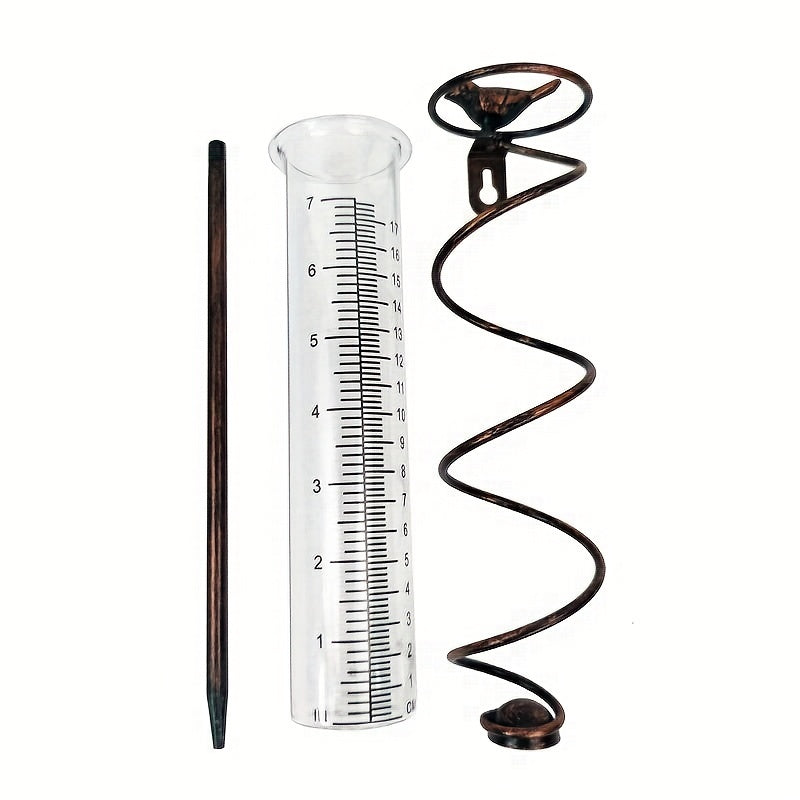 Glass Rain Gauge Outdoor Stake Holder Accurate Durable Decorative Yard Garden