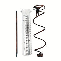 Glass Rain Gauge Outdoor Stake Holder Accurate Durable Decorative Yard Garden