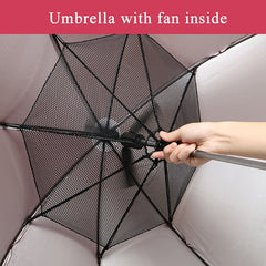 Creative Umbrella with Fan Installation, Battery Powered