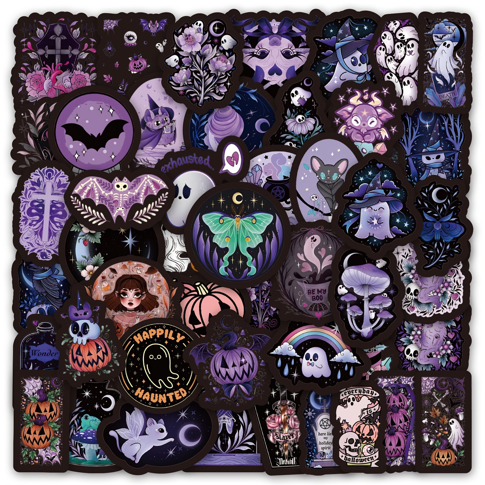 60pcs Halloween Stickers Vinyl Waterproof Ghost Skeleton Stickers