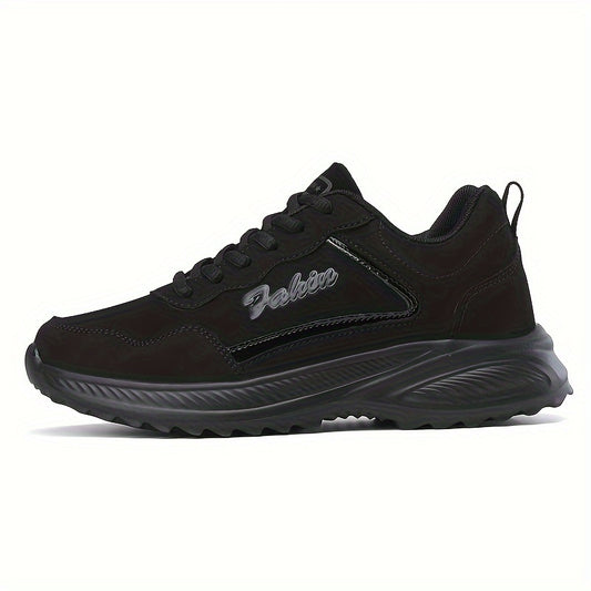 Lightweight Faux Leather Running Shoes Lace Up Non Slip Sneakers
