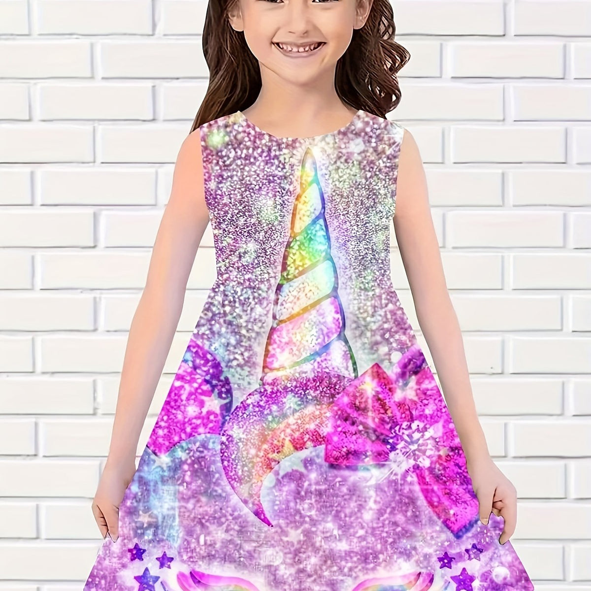 Girls Unicorn Sleeveless Dress for Summer