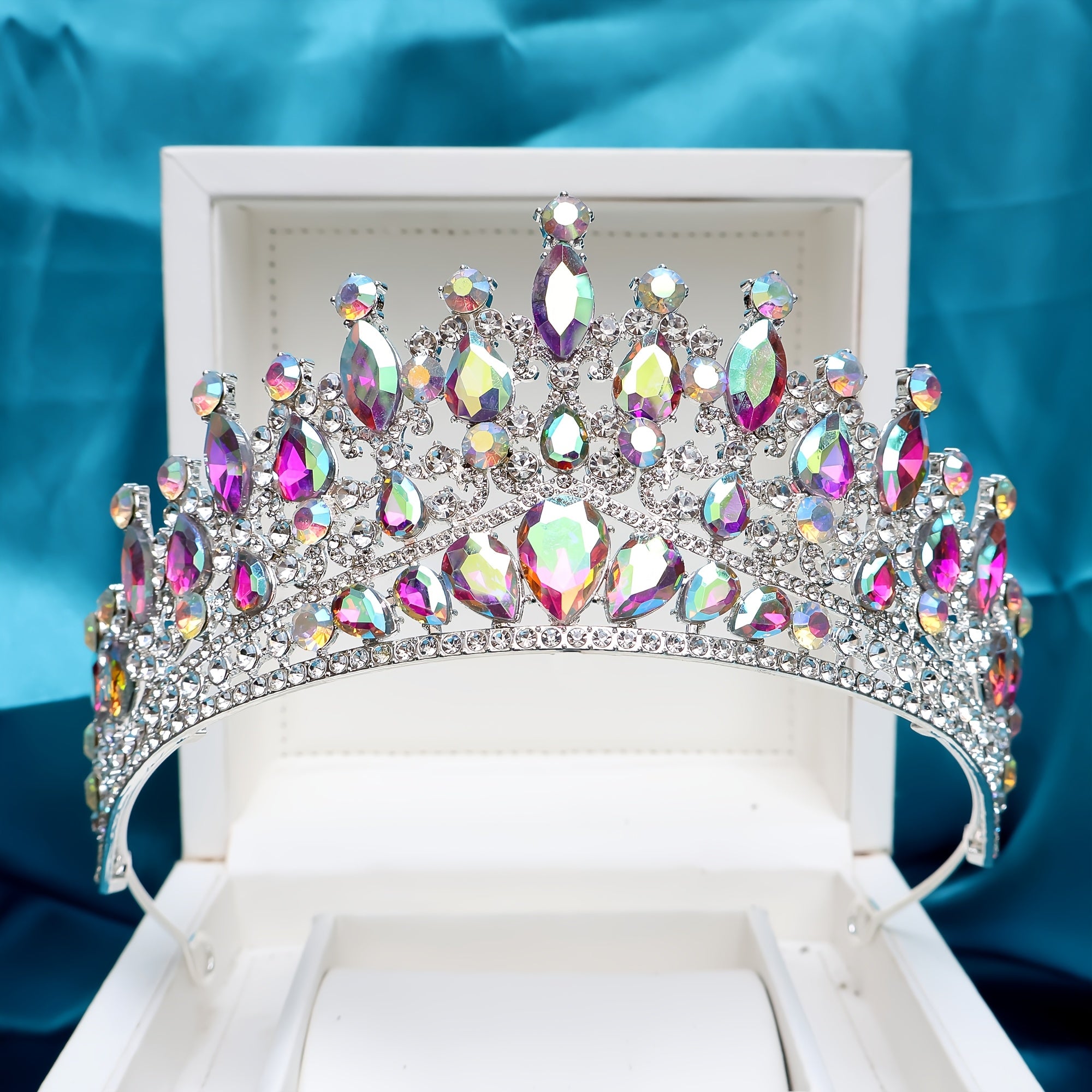 Boho Bridal Crown with Colorful Stones