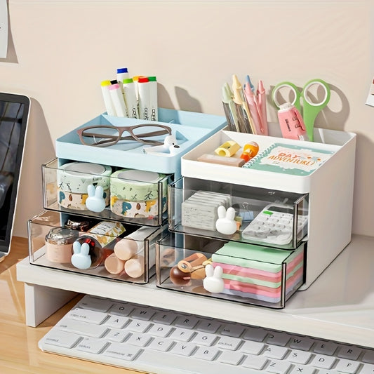 Desktop Organizer Storage Box with Rabbit Head Handle