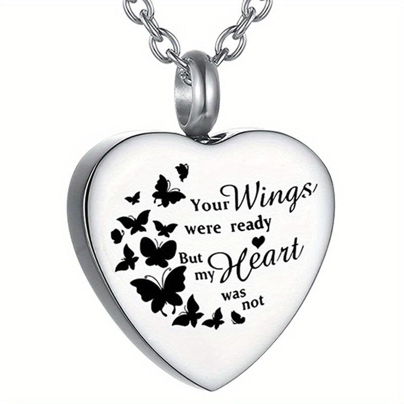 Heart Pendant Cremation Jewelry for Pet Ashes Stainless Steel Urn Necklace