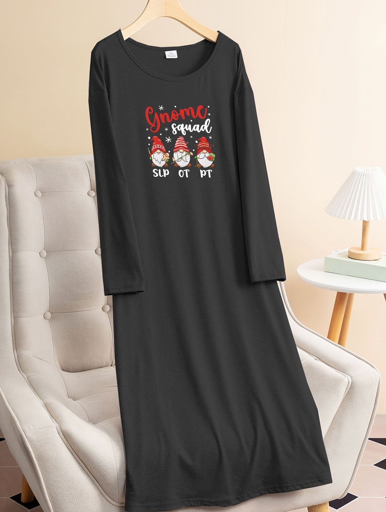 Christmas Lounge Dress Women's Plus Gnomes & Snowflake Print – CRAZE