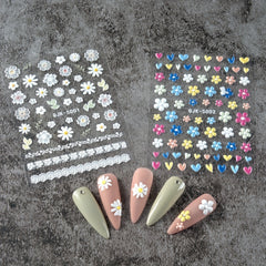 5D Pink Heart Nail Art Stickers Adhesive Acrylic DIY Nail Decoration