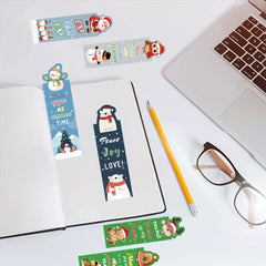 GUTBD 30Pcs Christmas Bookmarks Set - Festive Characters Paper Tags