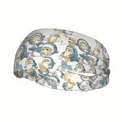 Cat & Shark Headband Sweat Wicking Polyester Outdoor Activities Gym Headgear
