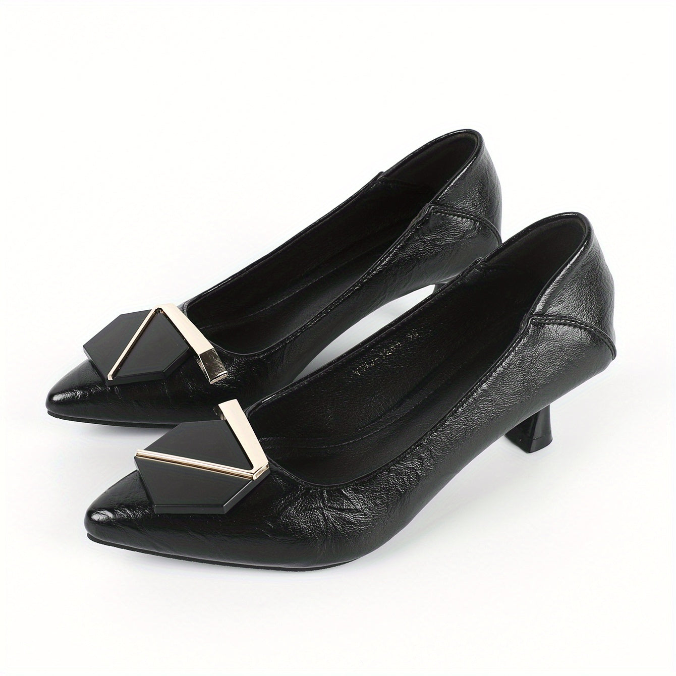 Women's Pointed Toe Kitten Heels Slip On Pumps for Office Work