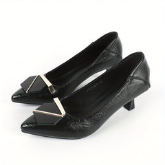 Women's Pointed Toe Kitten Heels Slip On Pumps for Office Work