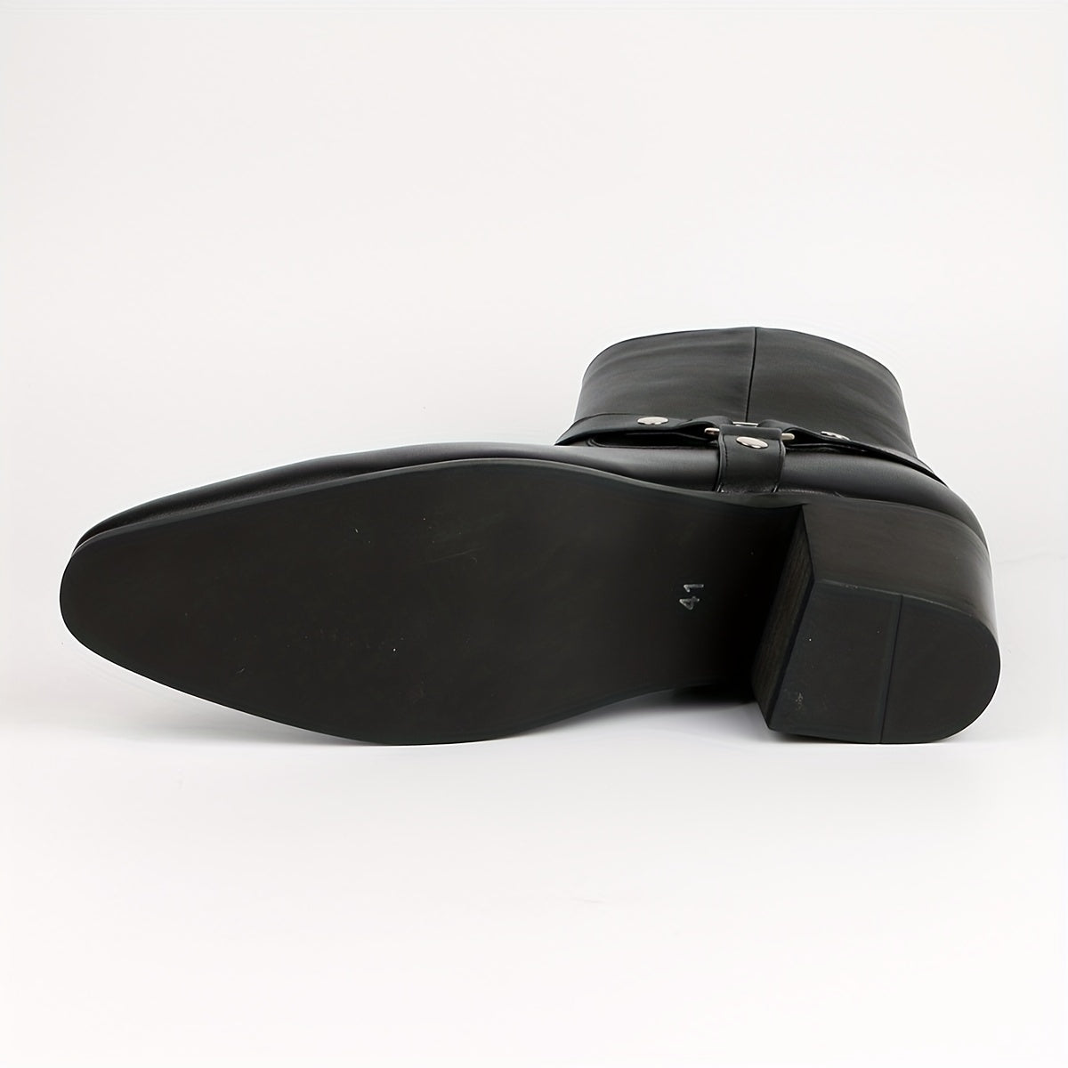 Men's High Heeled Boots Black Leather