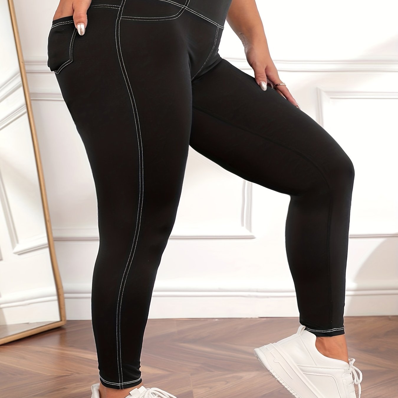  Sports Leggings Wide Band Waist High Rise Skinny Leggings