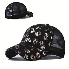 Cross Ponytail Cap Women's Men's Trucker Hat Summer Mesh