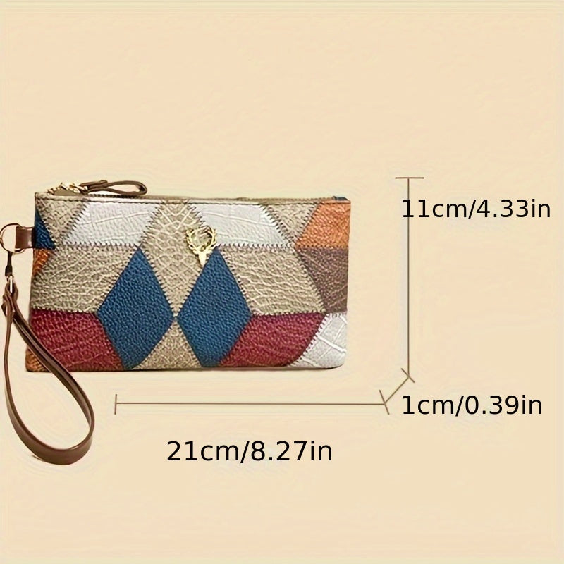 Rhombus Pattern Clutch Bag Women Wristlet Handbag