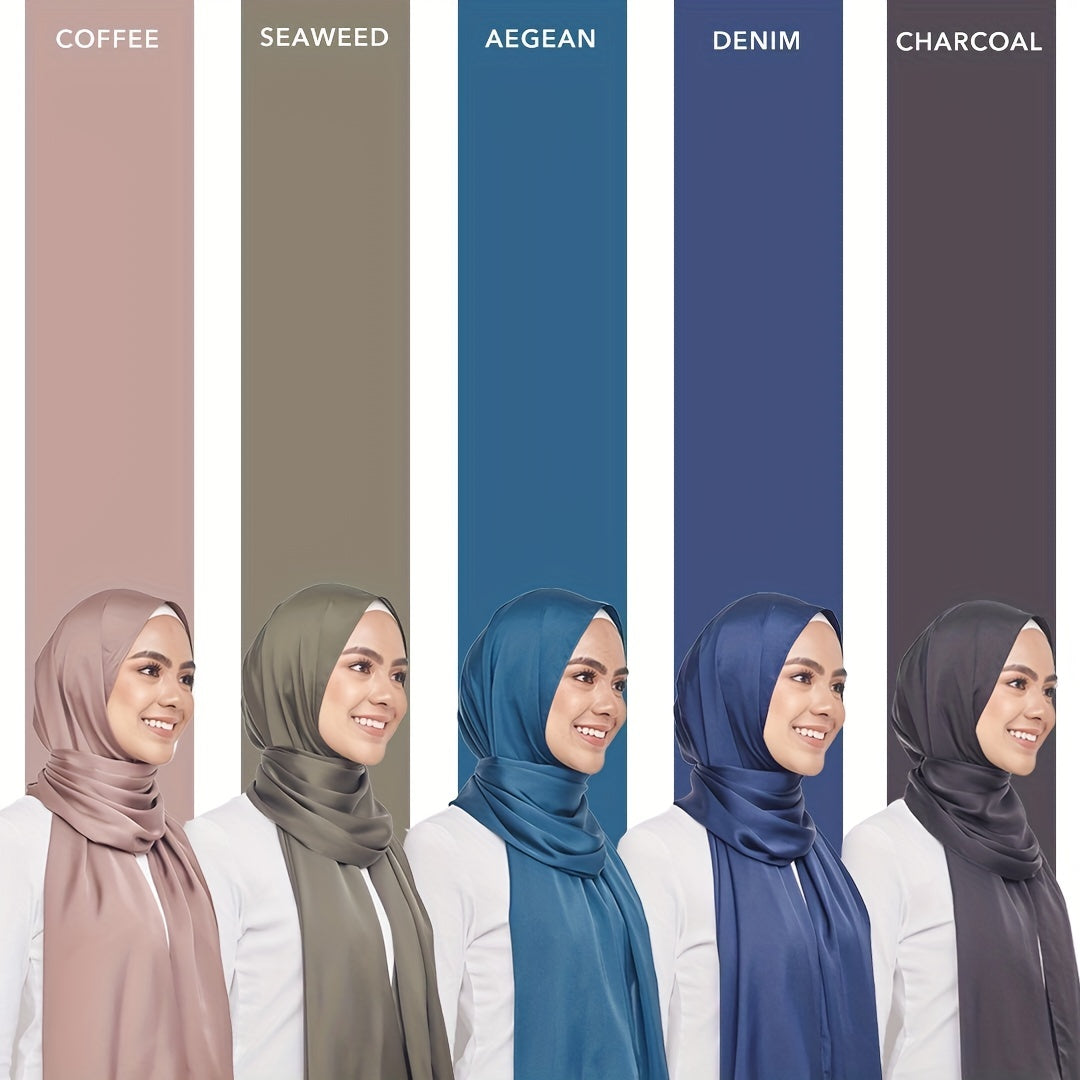 Candy Satin Hijab Silk Scarf Casual Shawl Windproof Head Wraps