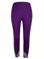 Plus Size Floral Print Cut Out Slim Fit Leggings