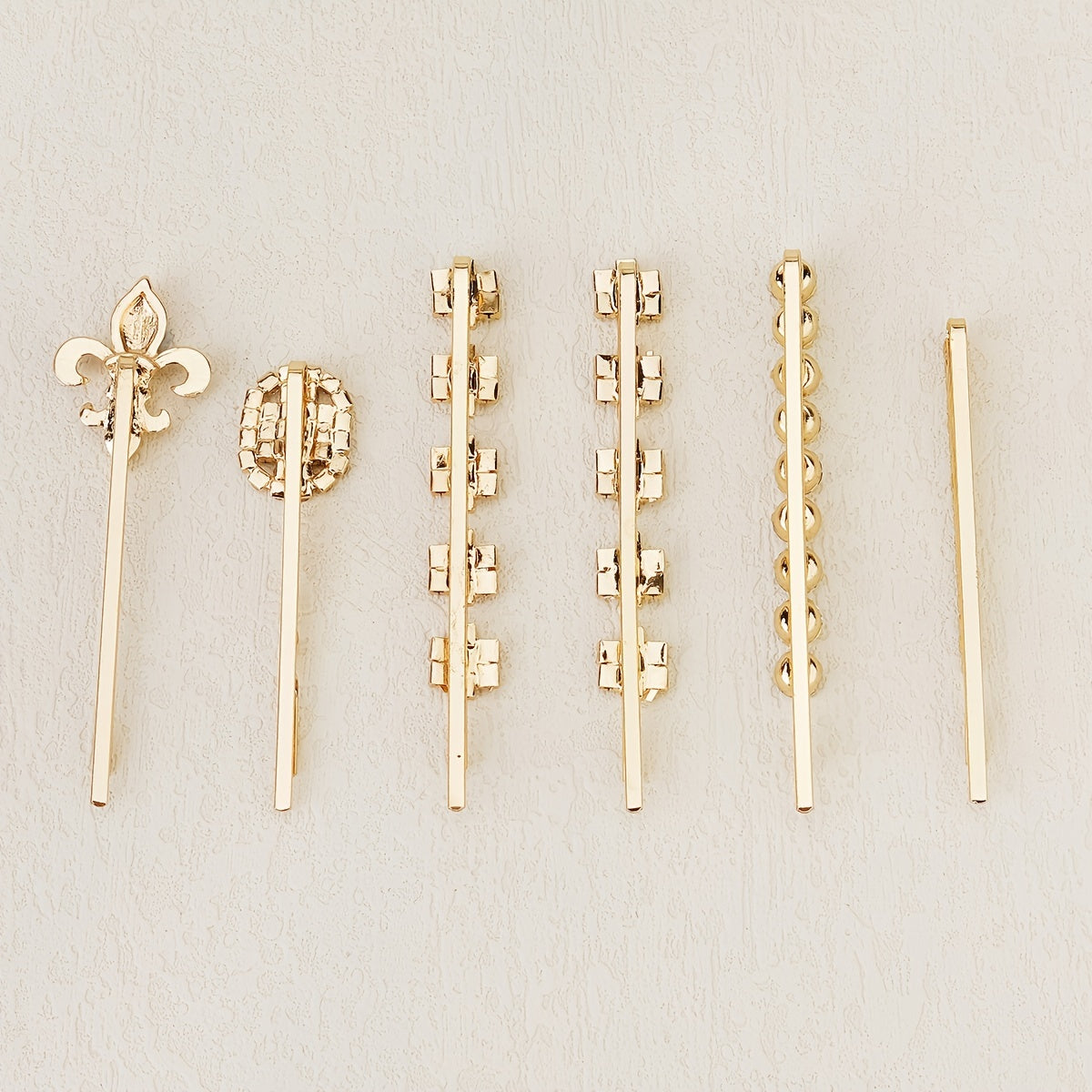 6pcs Golden Rhinestone Hairpin Wedding Hair Clip
