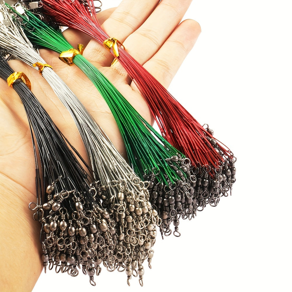 20pc Heavy Duty Fishing Wire Leaders with Swivels Anti Bite Gear