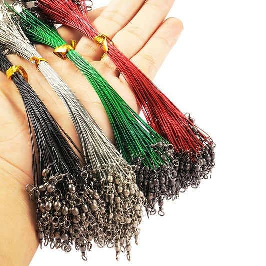 20pc Heavy Duty Fishing Wire Leaders with Swivels Anti Bite Gear