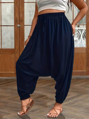  Boho Harem Pants Women's Plus Random Print High Rise