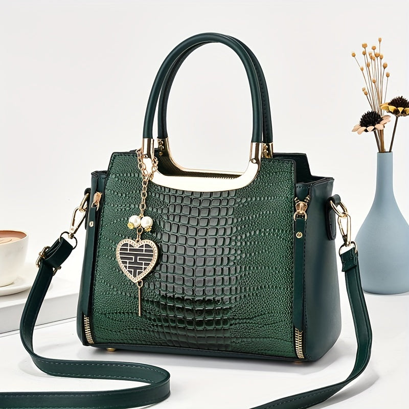 Crocodile Pattern Shoulder & Crossbody Bag